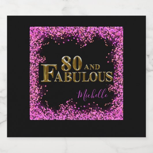 80e verjaardag sparkling wijnetiket (Enkel label)