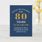 80e verjaardag Standaarden Blauw goud toevoegen Jo Kaart (Gele Bloem)