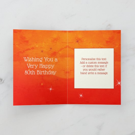 80e verjaardag - Star Number Red Oranje Glow Age 8 Kaart (Binnen)