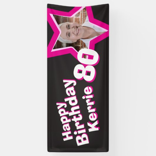 80e verjaardag ster aangepaste foto banner (Verticaal)