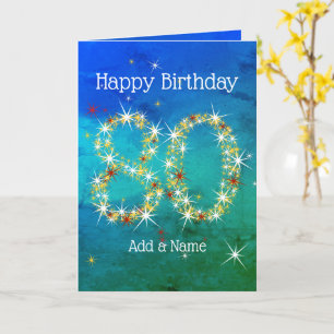 80e verjaardag - Sterrennummers - Blauw groen - Le Kaart