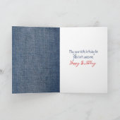 80e verjaardag Stick Figuur Girl met rode ballon Kaart (Binnen)