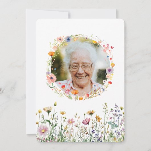 80e Verjaardag Tuin Bloemen Wild Meadow Foto Kaart (Achterkant)