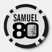 80e verjaardag twee aangepaste foto's zwart-wit poker chips (Achterkant)