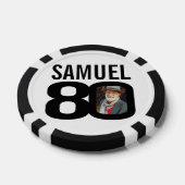80e verjaardag twee aangepaste foto's zwart-wit poker chips (Enkel)