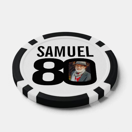 80e verjaardag twee aangepaste foto's zwart-wit poker chips (Enkel)