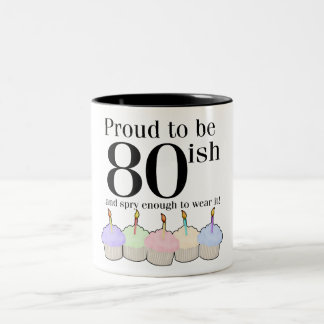 80e verjaardag tweekleurige koffiemok