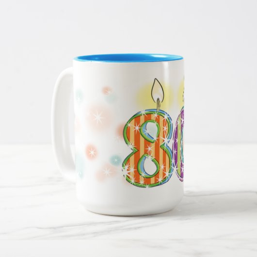 80e verjaardag tweekleurige koffiemok (Voorkant links)