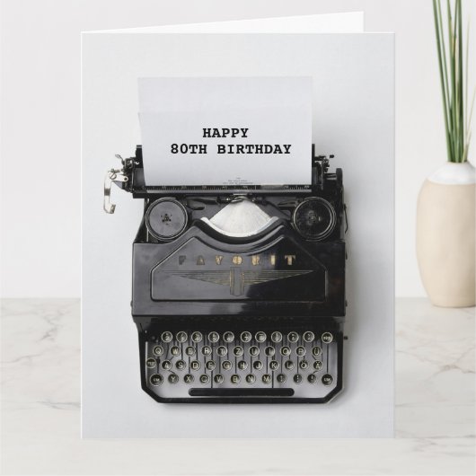 80E VERJAARDAG typemachine Wenskaart Kaart (Voorkant)