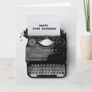 80E VERJAARDAG  typemachine Wenskaart Kaart