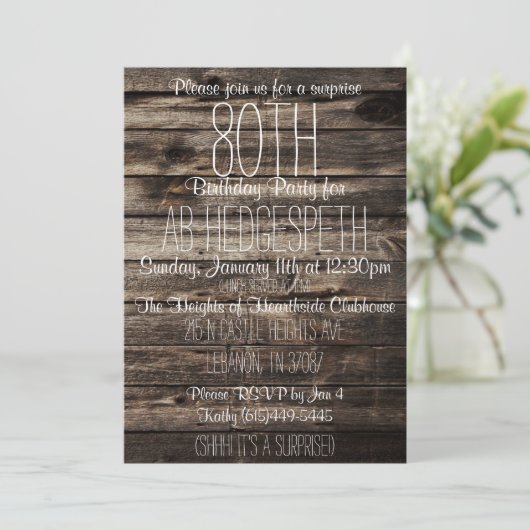 80e verjaardag uitnodiging (Staand voorkant)