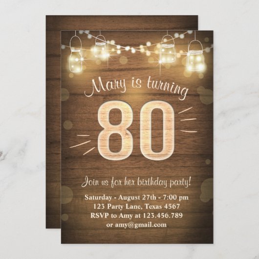 80e verjaardag uitnodiging  80 jaar (Voorkant / Achterkant)