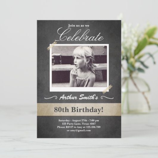 80e verjaardag uitnodiging 80 jaar (Staand voorkant)