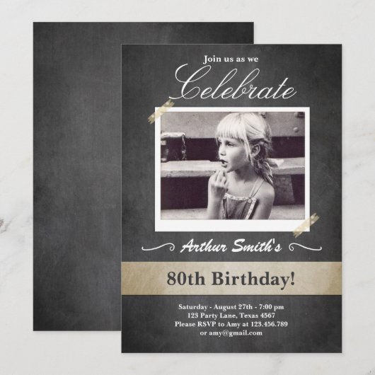 80e verjaardag uitnodiging  80 jaar (Voorkant / Achterkant)