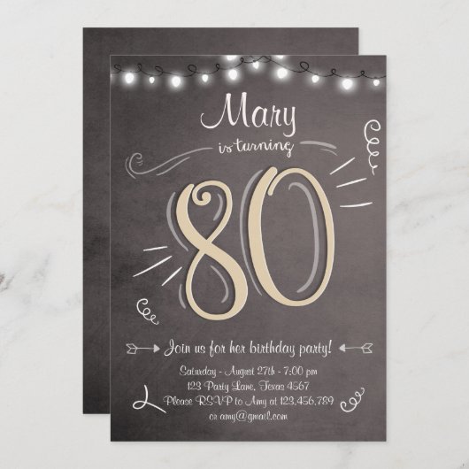 80e verjaardag uitnodiging 80 jaar (Voorkant / Achterkant)