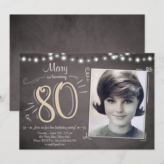 80e verjaardag uitnodiging 80 jaar (Voorkant / Achterkant)