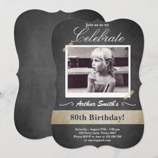 80e verjaardag  uitnodiging 80e verjaardag (Voorkant / Achterkant)
