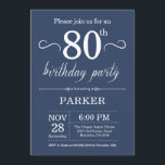 80e verjaardag uitnodiging blauw<br><div class="desc">80e verjaardag uitnodiging met blauwe achtergrond. Verjaardag voor volwassenen. Mannen of vrouwen Bday Uitnodigen. 13e 15e 16e 18e 20e 21e 30e 40e 50e 60e 70e 80e 90e 100e,  elke leeftijd. Voor verdere aanpassing klikt u op de knop "Aanpassen" en gebruikt u onze ontwerptool om deze sjabloon te wijzigen.</div>