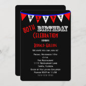 80e verjaardag Uitnodiging Bunting (Voorkant / Achterkant)