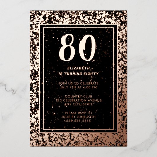 80e Verjaardag Uitnodiging Elegante Custom Sjabloo (Voorkant)