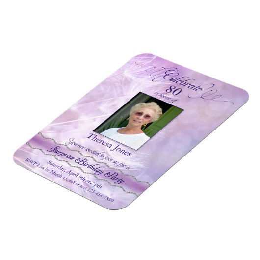 80e verjaardag uitnodiging foto magneten (Linkerzijde)