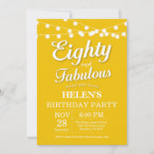 80e verjaardag uitnodiging geel fabulous (Voorkant)