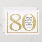 80e verjaardag uitnodiging Gold Glitter (Voorkant)