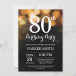 80e verjaardag uitnodiging Gold Glitter<br><div class="desc">80th Birthday Invitation met Gold String Lights met Gold Glitter Background. Gouddag. Volwassen verjaardag. Mannen of vrouwen uitgenodigd. 13e 15e 16e 18e 21e 30e 40e 50e 60e 70e 90e 100e, elke leeftijd. Voor verdere aanpassing, te klikken gelieve de knoop "van de Aanpassing het"en ons ontwerphulpmiddel te gebruiken om deze sjabloon...</div>