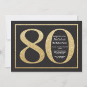 80e verjaardag uitnodiging Gold Glitter Chalkboard (Voorkant)