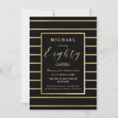 80e verjaardag uitnodiging - Goud, Elegant Manneli (Voorkant)