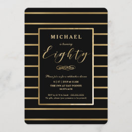 80e verjaardag uitnodiging - Goud, Elegant Manneli