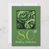 80e verjaardag Uitnodiging Kelly Green Rozen (Voorkant)