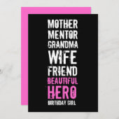 80e verjaardag Uitnodiging - Mam Beauful Hero (Voorkant / Achterkant)