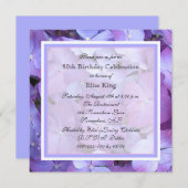 80e verjaardag Uitnodiging Paarse hortensia's (Voorkant / Achterkant)