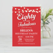 80e verjaardag uitnodiging Red Fabulous (Staand voorkant)