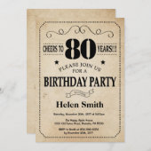 80e verjaardag Uitnodiging Uitnodiging Rustic  Ret (Voorkant / Achterkant)
