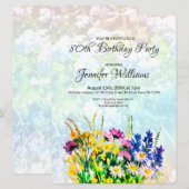 80e verjaardag uitnodiging wilde bloemen (Voorkant / Achterkant)