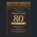 80e verjaardag uitnodiging zwart en goud glitter<br><div class="desc">80e verjaardag uitnodiging. Zwart en goud glitter. Ouderenverjaardagsfeestje uitnodigen. Vrouwen of Mannen Bday Bash. Voor verdere aanpassing klikt u op de knop "Aanpassen" en gebruikt u onze ontwerptool om deze sjabloon te wijzigen.</div>