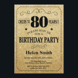 80e verjaardag uitnodiging zwart en goud glitter<br><div class="desc">80e verjaardag uitnodiging zwart en goud glitter typografie. Gouden en zwarte achtergrond. Verjaardag voor volwassenen. Verjaardag van Mannen of vrouwen. Kinder jongen of meisje dame tiener Bday Nodig uit. 13e 15e 16e 18e 20e 21e 30e 40e 50e 60e 70e 80e 90e 100e. Elke leeftijd. Voor verdere aanpassing klikt u op...</div>