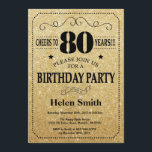 80e verjaardag uitnodiging zwart en goud glitter<br><div class="desc">80e verjaardag uitnodiging zwart en goud glitter typografie. Gouden en zwarte achtergrond. Verjaardag voor volwassenen. Verjaardag van Mannen of vrouwen. Kinder jongen of meisje dame tiener Bday Nodig uit. 13e 15e 16e 18e 20e 21e 30e 40e 50e 60e 70e 80e 90e 100e. Elke leeftijd. Voor verdere aanpassing klikt u op...</div>
