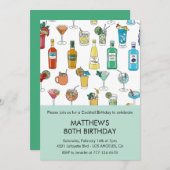 80e verjaardag uitnodigingen Cocktail Contemporary (Voorkant / Achterkant)