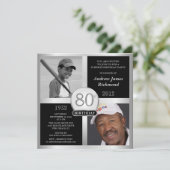 80e verjaardag Uitnodigingen dan en nu 2 foto's (Staand voorkant)