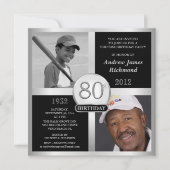 80e verjaardag Uitnodigingen dan en nu 2 foto's (Voorkant)