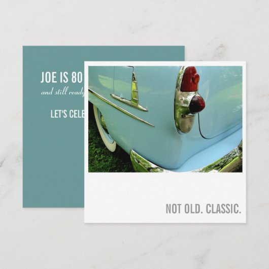 80e verjaardag uitnodigingen - niet oud. Klassiek (Voorkant / Achterkant)