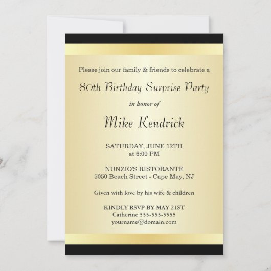 80e verjaardag Uitnodigingen van de Partij van de  (Achterkant)