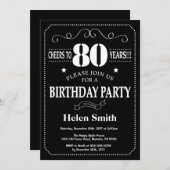 80e verjaardag Uitnodigingskarton Kaart (Voorkant / Achterkant)