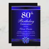 80e verjaardag van Black and Blue Kaart (Voorkant / Achterkant)