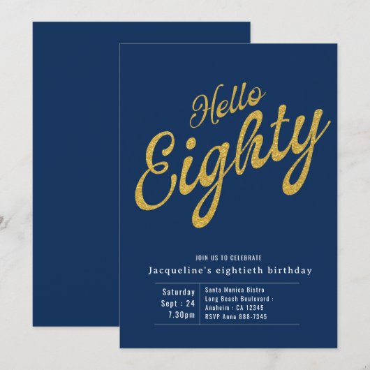 80e verjaardag van de 80e blauwe goudprijs kaart (Voorkant / Achterkant)