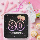 80e verjaardag van de ballonnen en Confetti Papieren Bordje (Feest)