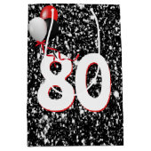80e verjaardag van de ballonnen op zwarte glitter medium cadeauzakje (Voorkant)